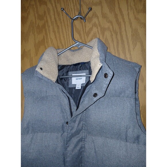 Old Navy Heritage Vest Grey Heather Quilted Puffer Full Zip Buttoned Men’s Large - Picture 15 of 16